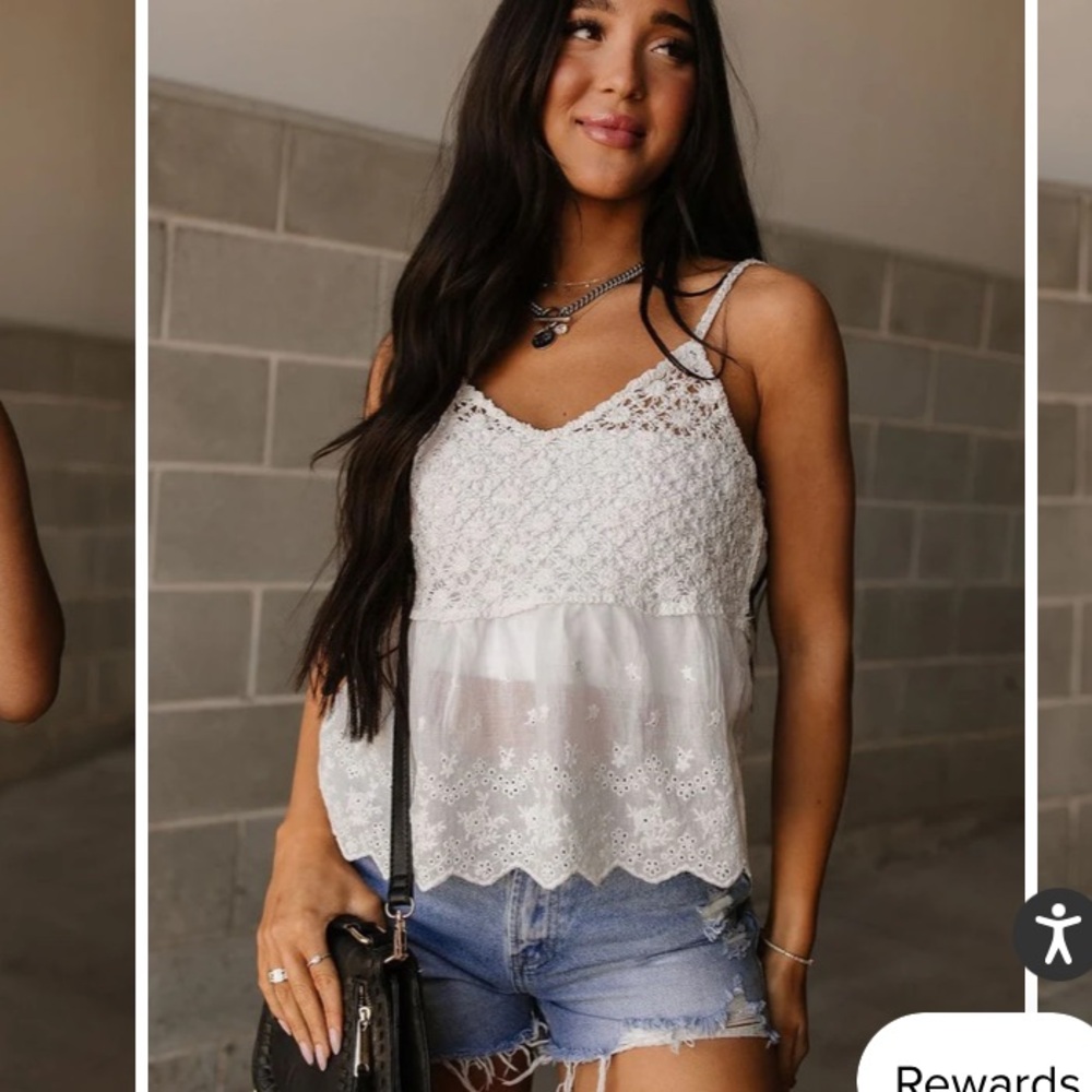 Celeste White Lace Sleeveless Top M/L